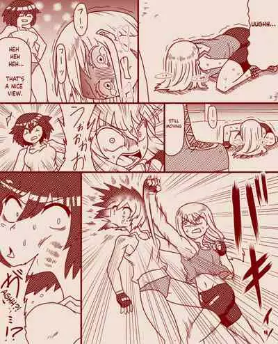 A futanari girl gets her balls hurt during body check